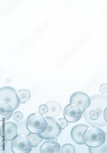 Cell stem science background. Vector medical microscopic molecular conception banner. Biology 3d research dna nucleus particles pattern