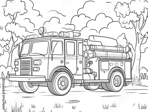 Rescue Ready: Playful Fire Truck Vector for Children’s Creativity photo