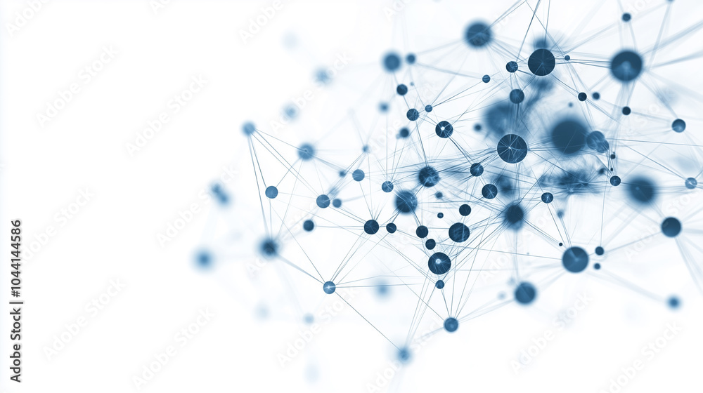 Interconnected nodes and links illustrate a neural network structure with a modern and abstract aesthetic Interconnected nodes and links illustrate a neural network structure with a modern and abstract aesthetic