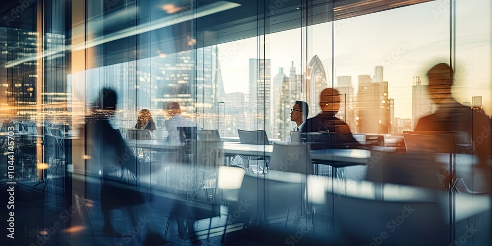 A modern office meeting with silhouettes of people against a vibrant city skyline, showcasing collaboration and urban professionalism at sunset. A modern office meeting with silhouettes of people against a vibrant city skyline, showcasing collaboration and urban professionalism at sunset.
