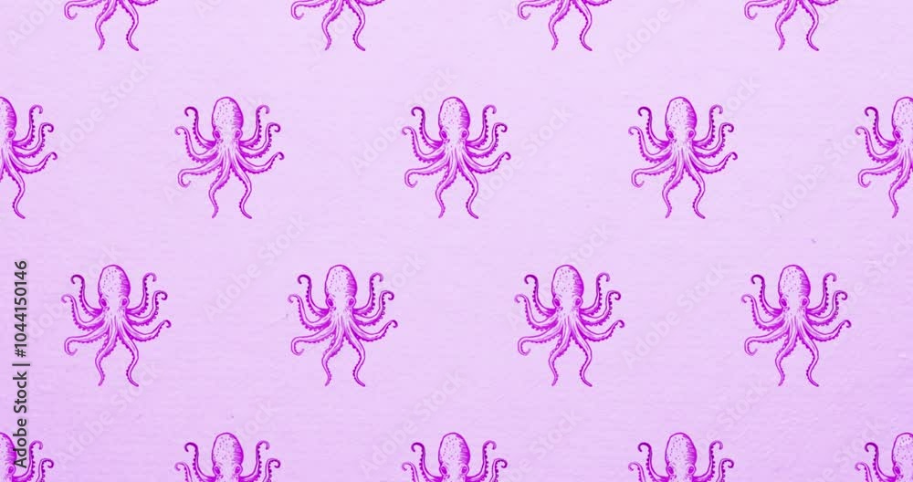 Hand drawn pattern pink octopus background Hand drawn pattern pink octopus background
