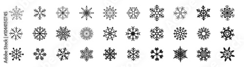 Snowflake set on isolated transparent background. Frost background. Christmas icon