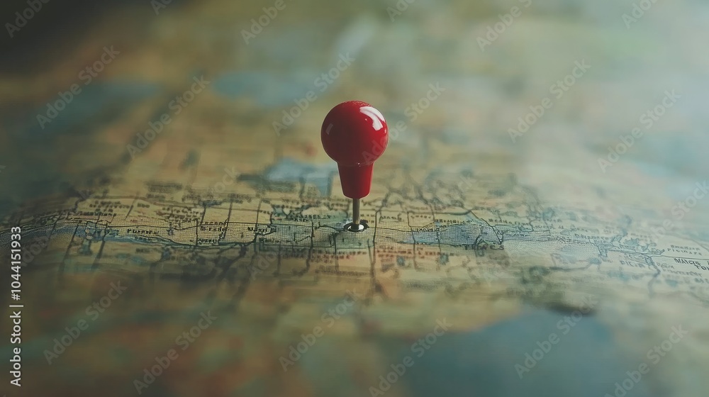 Red push pin marking a location point on a map.








