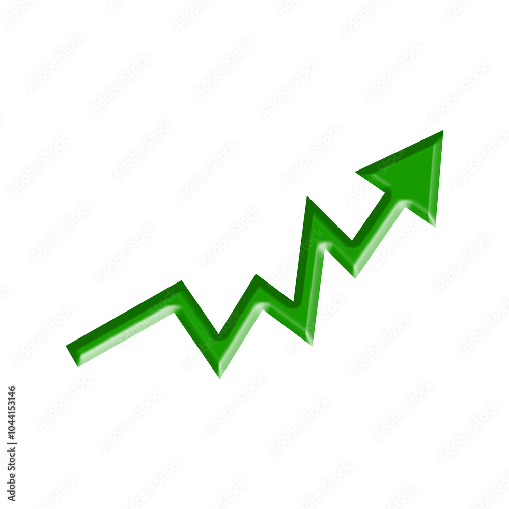 green graph growth line with arrow up symbol. Finance business going up arrow isolated green graph growth line with arrow up symbol. Finance business going up arrow isolated