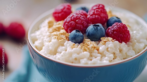 White rice cereal in a simple presentation. 