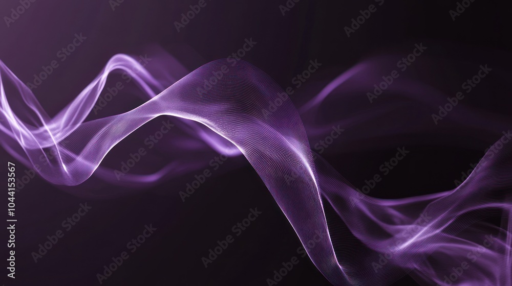 Abstract purple smoke waves on a dark background, creating a sense of fluidity and movement.