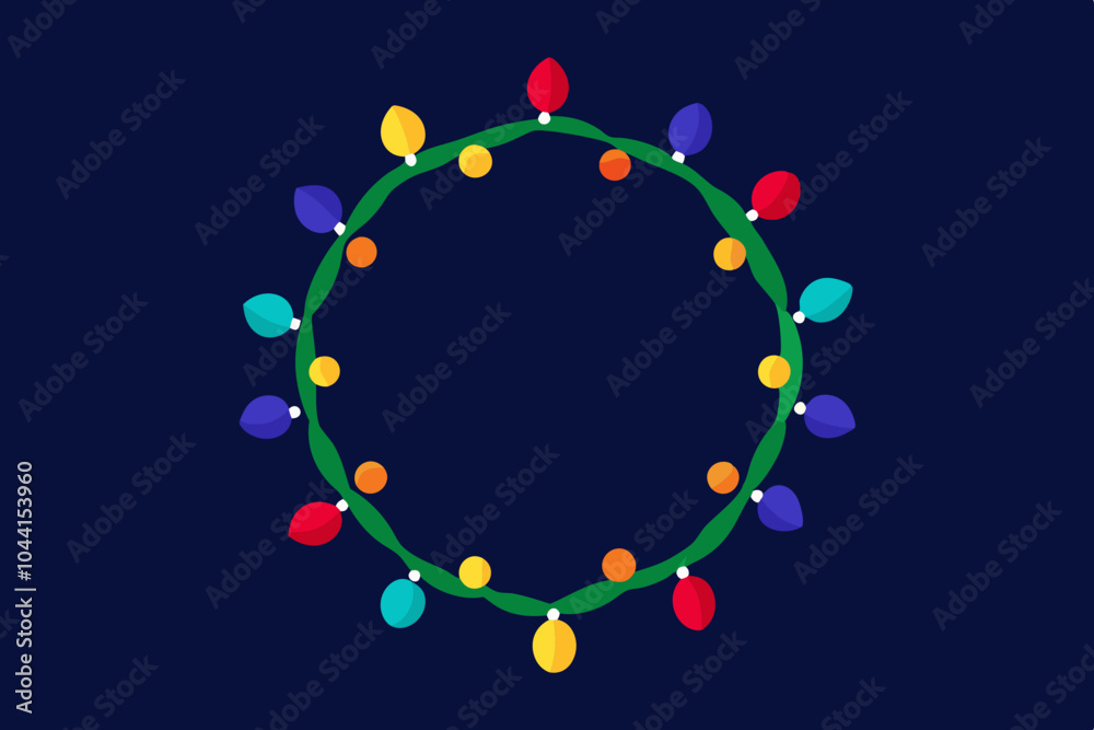 A festive wreath with glowing Christmas lights. vector illustration. A festive wreath with glowing Christmas lights. vector illustration.