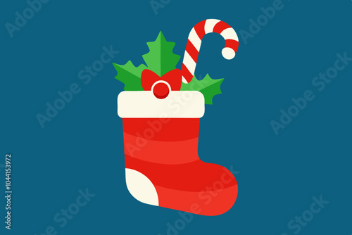 Christmas stocking with gifts.vector illustration.