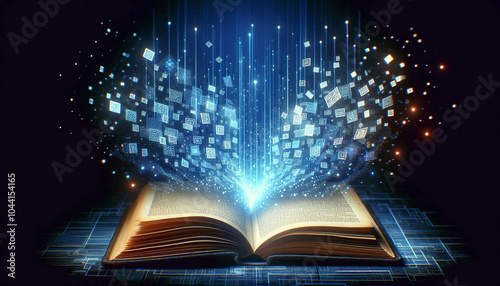 Obraz na płótnie Book of Glowing Data Streams w salonie