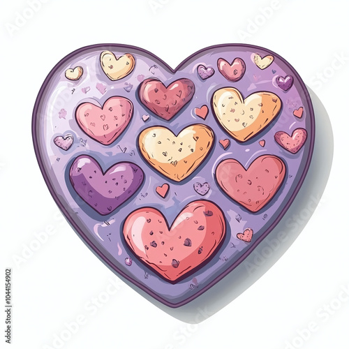 Illustration cartoon heart on white background	 photo