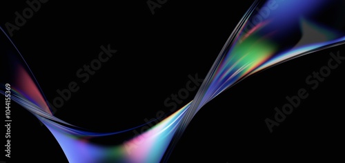 Abstract minimalist design, iridescent glass shape, 3d render photo