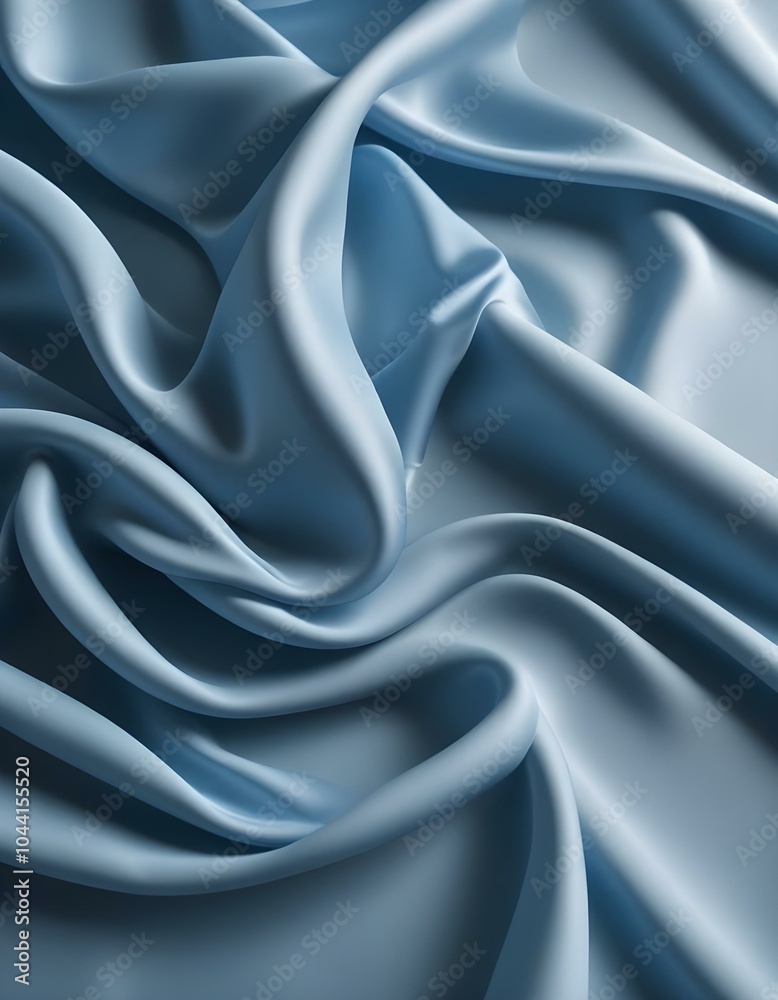 Fototapeta premium Light blue silk drapery curtain macro close-up texture