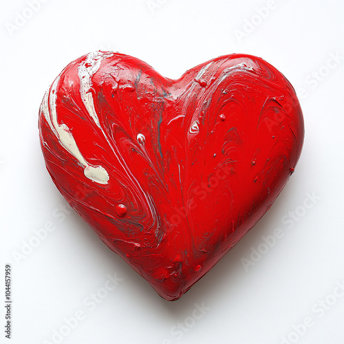 Gouache heart on white background	 photo