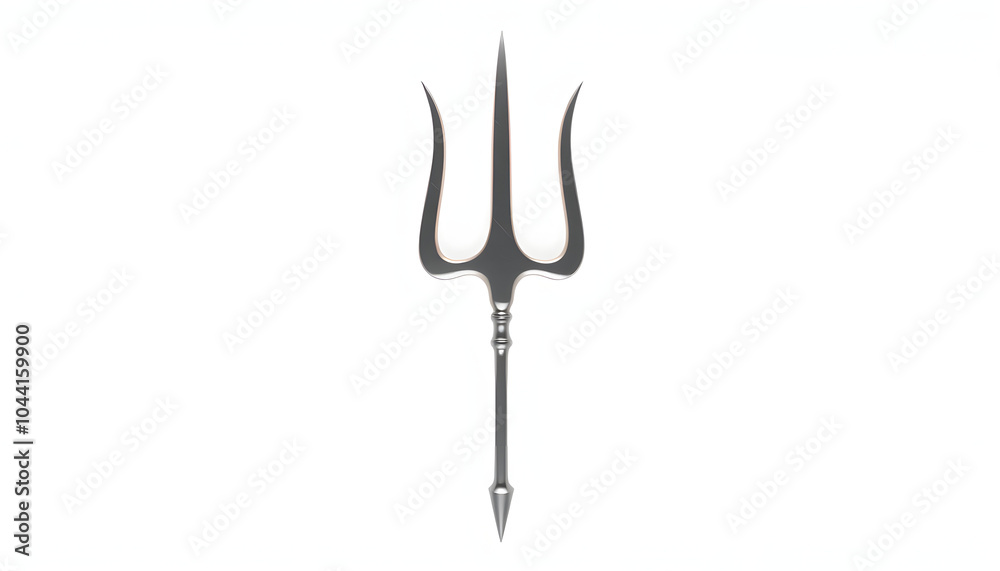 The trident pitchfork shape as psychology official symbol 3D rendering isolated with white highlights, png