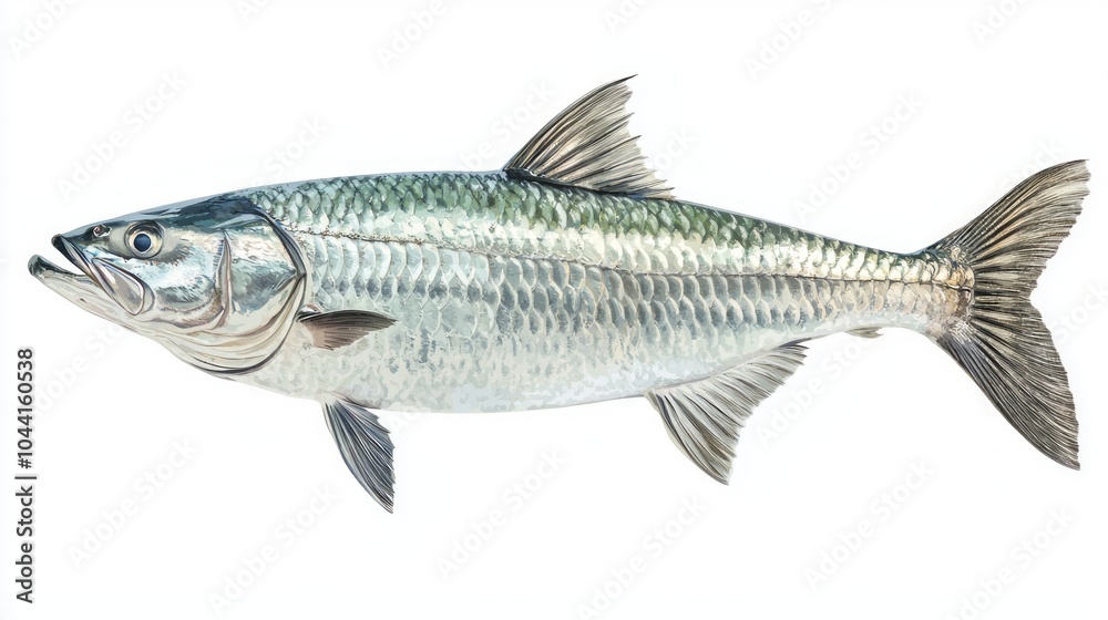 Tarpon Megalops atlanticus is prominently displayed highlighting its sleek body reflective scales and elongated dorsal fin. This species is known for its impressive size and acrobatic leaps. Tarpon Megalops atlanticus is prominently displayed highlighting its sleek body reflective scales and elongated dorsal fin. This species is known for its impressive size and acrobatic leaps.