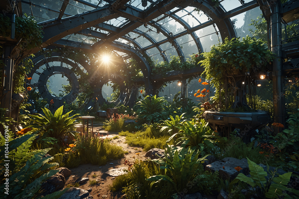 Automated factories producing goods in a space colony, advanced manufacturing in space. Robotic explorers, pioneering space missions. Space technologies Automated factories producing goods in a space colony, advanced manufacturing in space. Robotic explorers, pioneering space missions. Space technologies