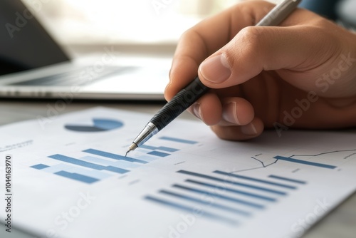 A person holding a pen while writing on a piece of paper - Technology