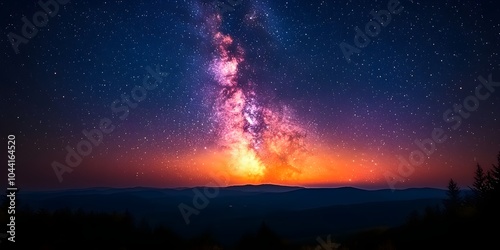 Starfield: A night sky view with glowing stars A panoramic shot of the night sky with thousands of twinkling stars. photo