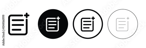 Set of add new file document icon collection. create new list symbol. Vector Illustration.