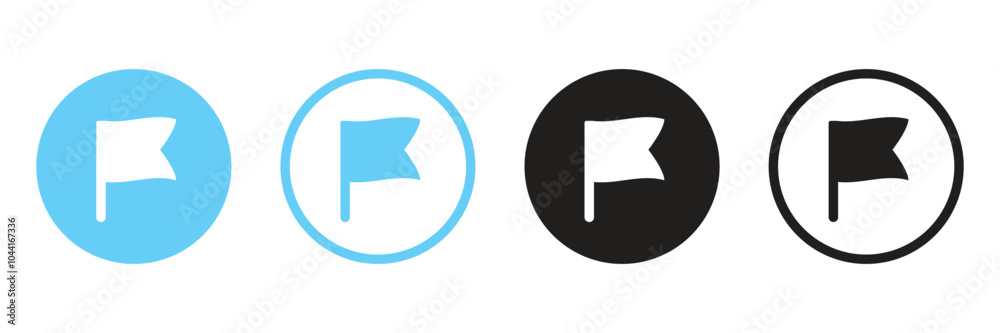 Set of flag icon collection with circle. Waving flag glyph icon. Vector Illustration. Set of flag icon collection with circle. Waving flag glyph icon. Vector Illustration.
