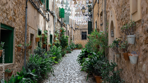 Green street in Valdemossa, Mallorca