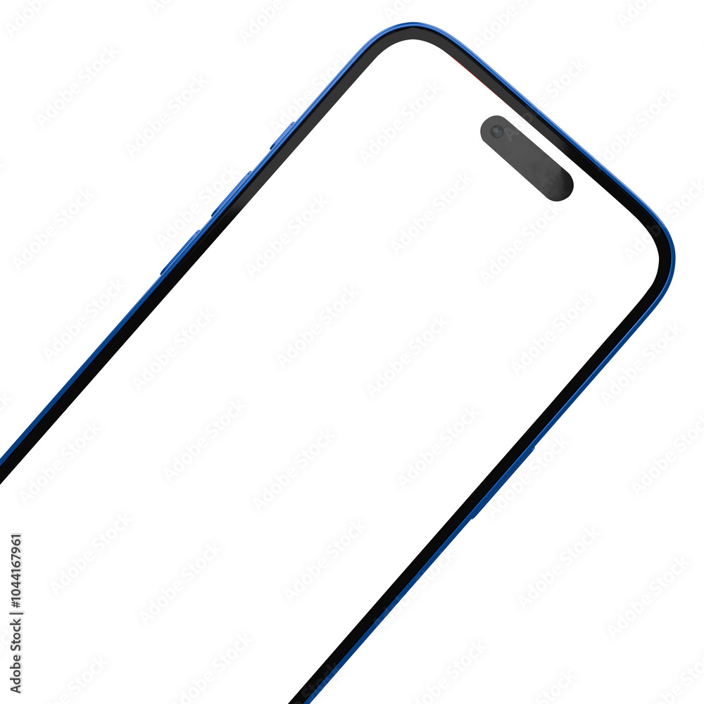 Blue Mobile phone mockup with transparent background