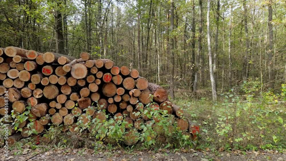 stack of wood in the forest after cut down stack of wood in the forest after cut down
