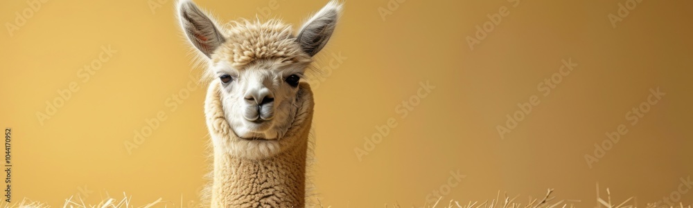 Llama that is standing in the grass, animal background, banner, copy space Llama that is standing in the grass, animal background, banner, copy space