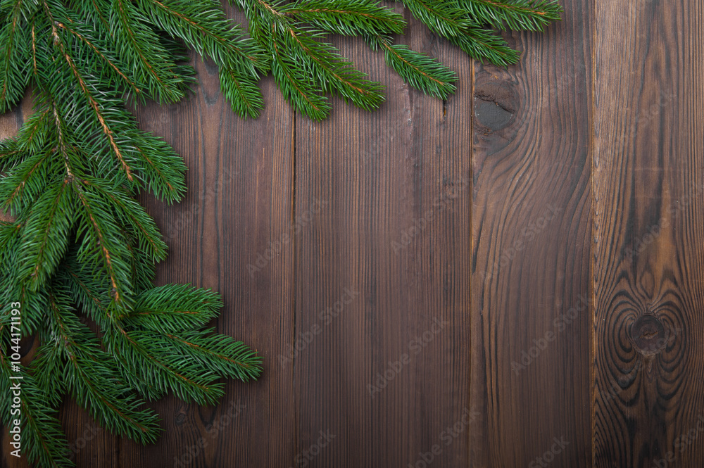 Christmas Decorations and Pine Branches Christmas Decorations and Pine Branches