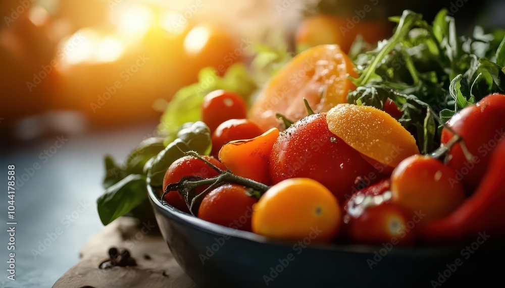 Nutrition and dietetics, vibrant colors, fresh ingredients, close-up, inviting Nutrition and dietetics, vibrant colors, fresh ingredients, close-up, inviting