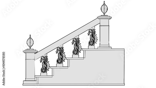 Staircase Balustrade Designs 2D vector
