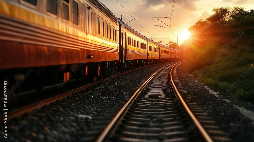 Scenic train journey, vibrant colors, scenic routes, dynamic action, inviting Scenic train journey, vibrant colors, scenic routes, dynamic action, inviting