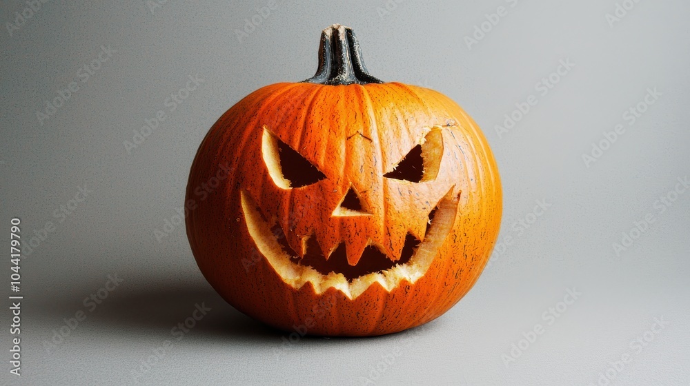 Mischievous Pumpkin with Carved Face for Halloween Mischievous Pumpkin with Carved Face for Halloween