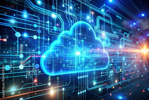 Digital Cloud Computing and Cyber Security Concept with Data Protection Network Background for Future Technologies