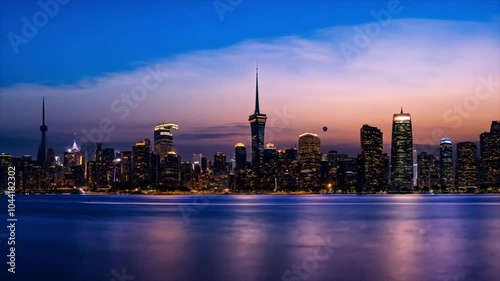 City skyline at sunset generative AI