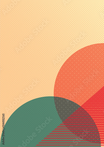 Geometric Abstract Circles Print in Risograph, Pop art, Color Pop style | Abstract, Minimal, Geometric, Shapes, Lines | Useful for Backgrounds, Patterns, etc