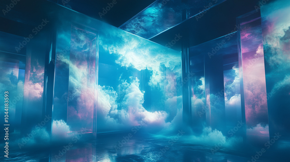 Naklejka premium visualisation of luminiferous aether. the scientific theory that aimed to explain the ability of the apparently wave-based light to propagate through empty space 