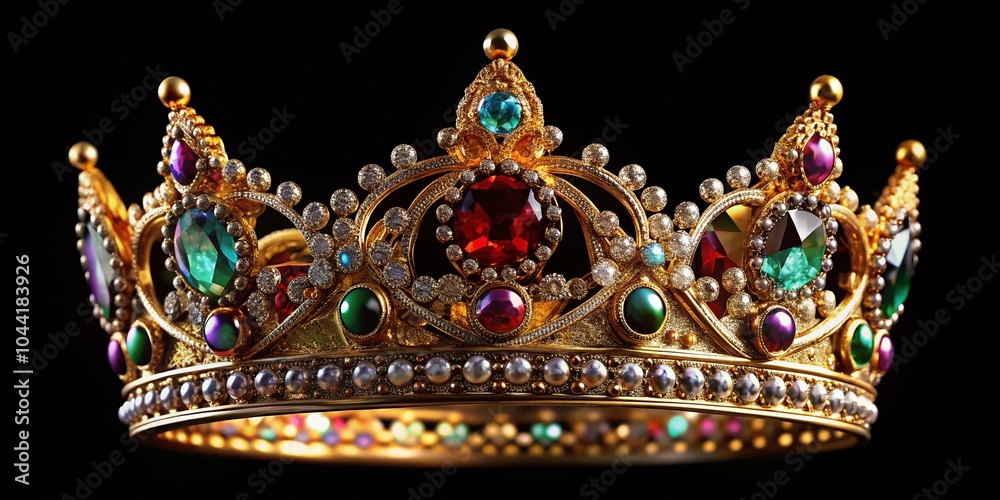 Fototapeta premium Elegant Crown on Black Background for Royalty and Prestige Imagery