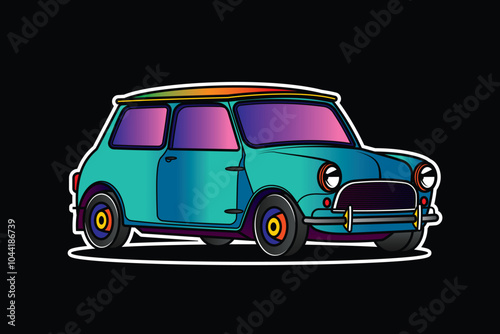 Racing retro car. Original vector illustration in vintage style.