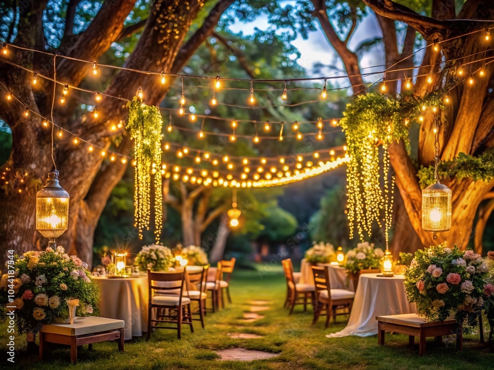 Obraz premium Enchanting Outdoor String Lights for Romantic Wedding Night Decor