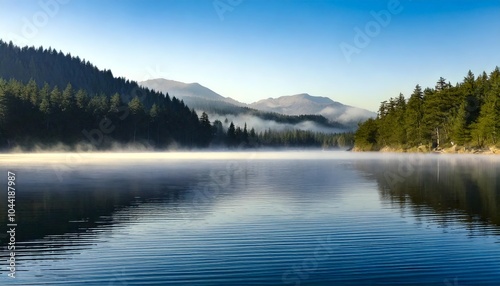 Serene Lake with Mountain Reflection at Sunrise