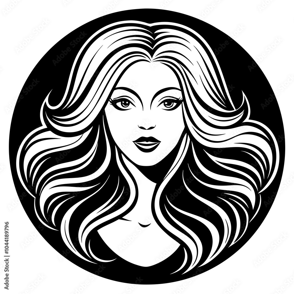 A simple round logo for a beauty salon with a beautiful girl with perfect hair. A simple round logo for a beauty salon with a beautiful girl with perfect hair.