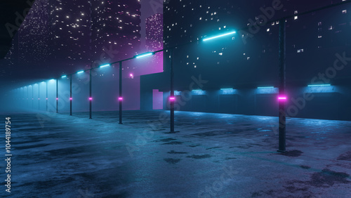 Night Street with skyscrape...