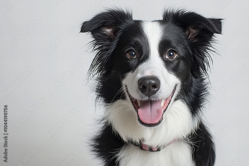 High-Resolution Portrait of a Playful Border Collie Lying Down on a White Background - Happy Dog with Expressive Eyes and Floppy Ears in Relaxed Pose High-Resolution Portrait of a Playful Border Collie Lying Down on a White Background - Happy Dog with Expressive Eyes and Floppy Ears in Relaxed Pose