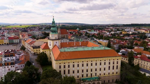 Wallpaper Mural Kromeriz city castle and gardens top cinematic aerial view. Czech Republic, Europe. Historic European town in Czech Republic. Romantic european town, church view Torontodigital.ca