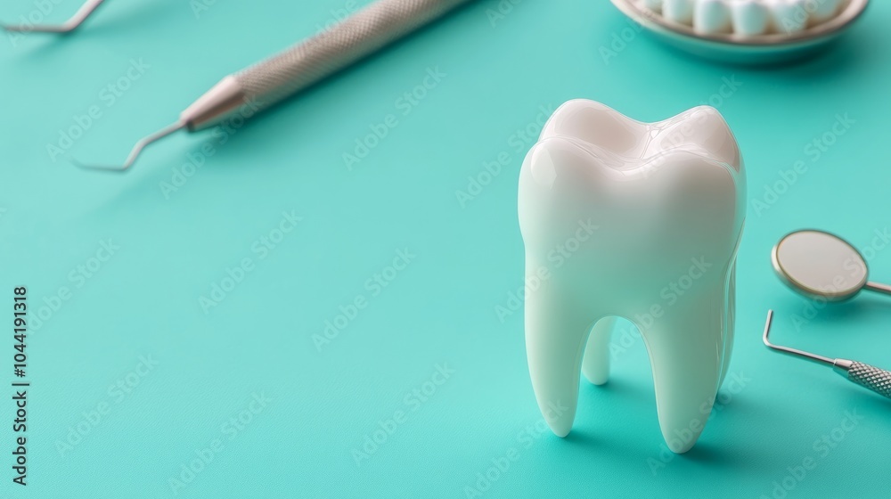 Beautiful light blue background with a healthy white tooth, a dental chisel and an empty space for text or inscriptions. Dental banner, slightly overhead, copy space
Beautiful light blue background with a healthy white tooth, a dental chisel and an empty space for text or inscriptions. Dental banner, slightly overhead, copy space