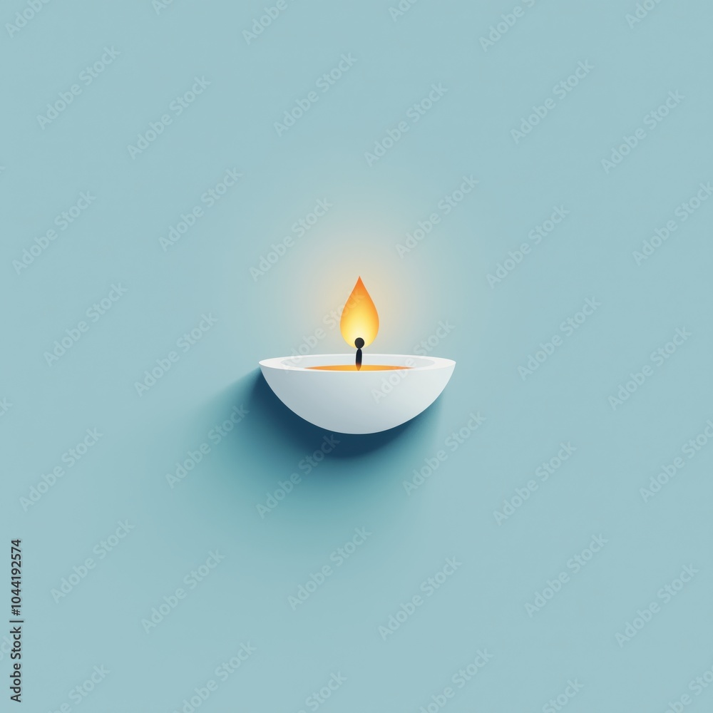 Minimalist design of floating candle on soft blue background Minimalist design of floating candle on soft blue background