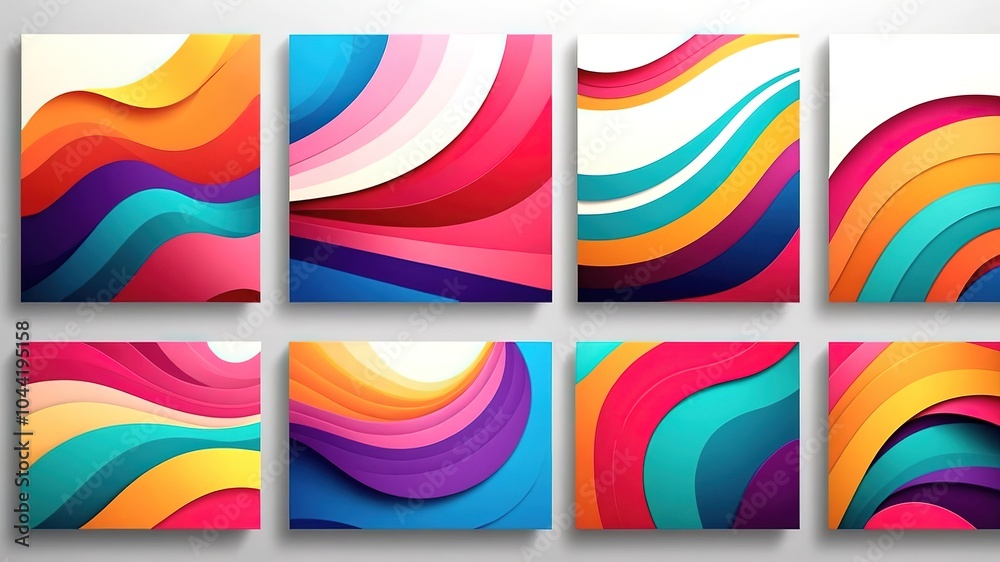 Abstract Striped Design Templates: Minimalist Posters with Elegant Curves Abstract Striped Design Templates: Minimalist Posters with Elegant Curves