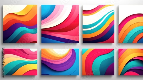 Abstract Striped Design Templates: Minimalist Posters with Elegant Curves