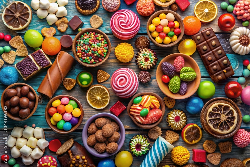Fototapeta premium Happiness in Every Bite: Colorful Candy and Sweet Treats for Food Photography
